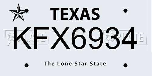 KFX6934 Texas License Plate