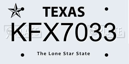 KFX7033 Texas License Plate