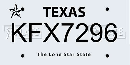 KFX7296 Texas License Plate