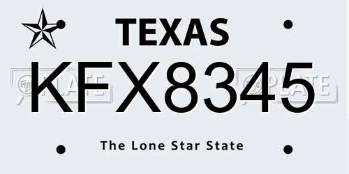 KFX8345 Texas License Plate
