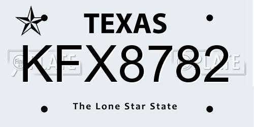KFX8782 Texas License Plate