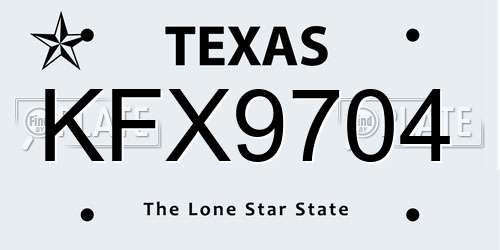 KFX9704 Texas License Plate