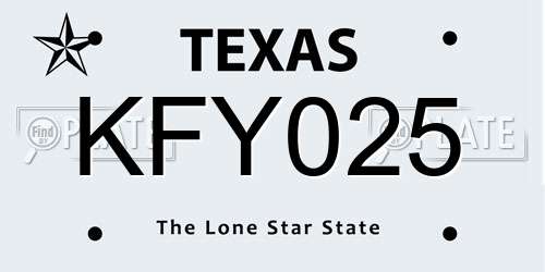 KFY025 Texas License Plate