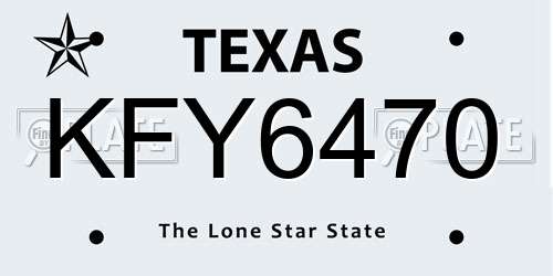 KFY6470 Texas License Plate