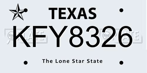 KFY8326 Texas License Plate