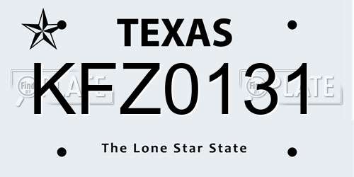 KFZ0131 Texas License Plate