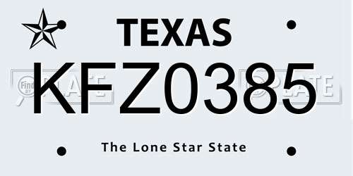 KFZ0385 Texas License Plate