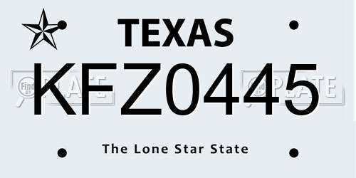 KFZ0445 Texas License Plate