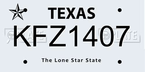 KFZ1407 Texas License Plate