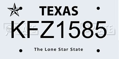 KFZ1585 Texas License Plate