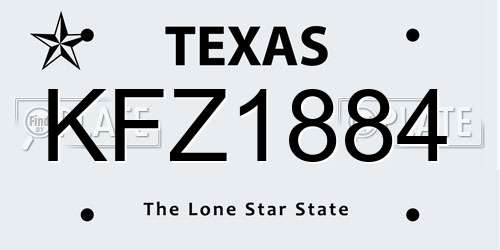 KFZ1884 Texas License Plate