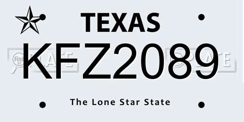 KFZ2089 Texas License Plate