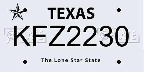 KFZ2230 Texas License Plate