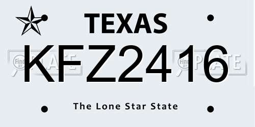 KFZ2416 Texas License Plate