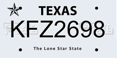KFZ2698 Texas License Plate