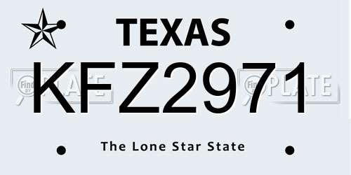 KFZ2971 Texas License Plate