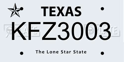 KFZ3003 Texas License Plate