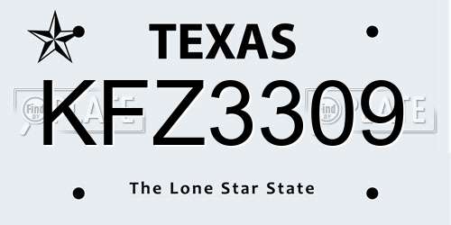 KFZ3309 Texas License Plate