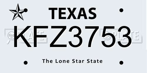 KFZ3753 Texas License Plate