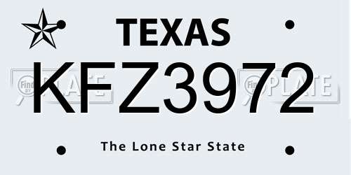 KFZ3972 Texas License Plate