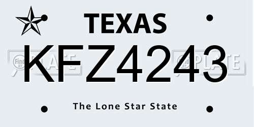 KFZ4243 Texas License Plate