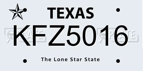 KFZ5016 Texas License Plate