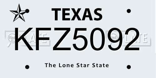 KFZ5092 Texas License Plate