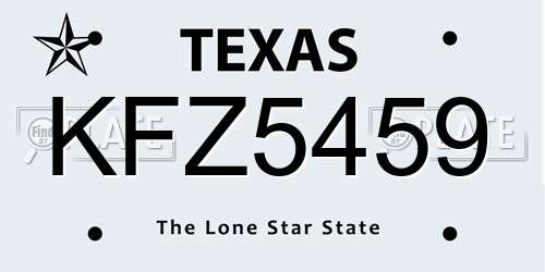 KFZ5459 Texas License Plate