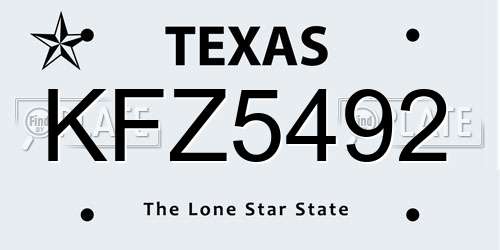 KFZ5492 Texas License Plate