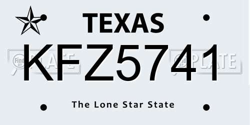 KFZ5741 Texas License Plate