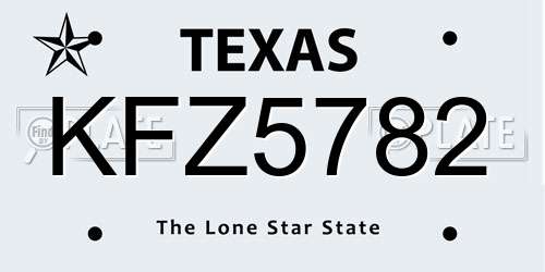 KFZ5782 Texas License Plate