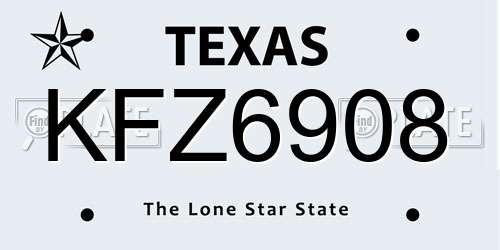 KFZ6908 Texas License Plate