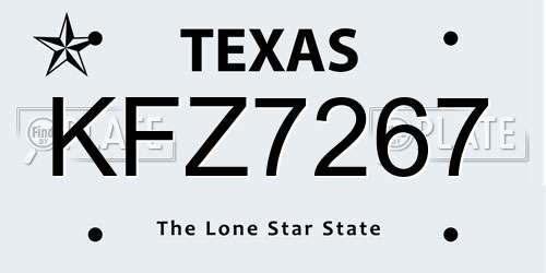 KFZ7267 Texas License Plate
