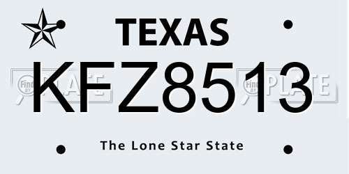 KFZ8513 Texas License Plate