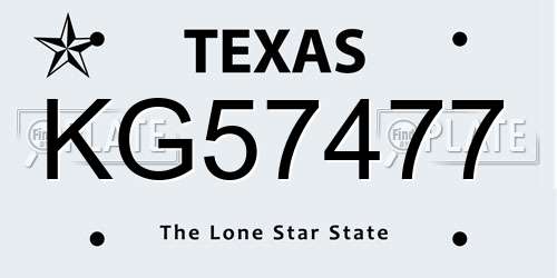 KG57477 Texas License Plate