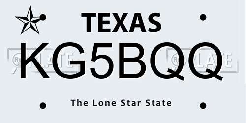 KG5BQQ Texas License Plate