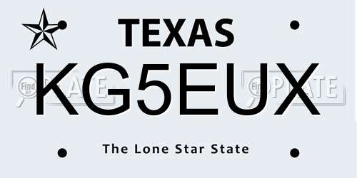 KG5EUX Texas License Plate