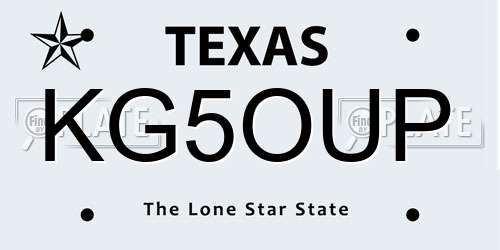 KG5OUP Texas License Plate