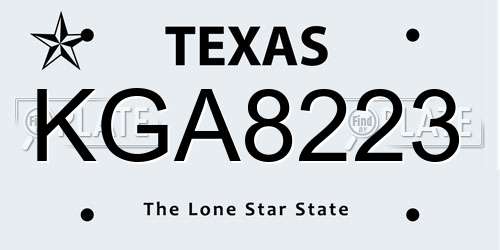 KGA8223 Texas License Plate