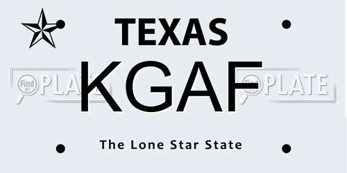 KGAF Texas License Plate