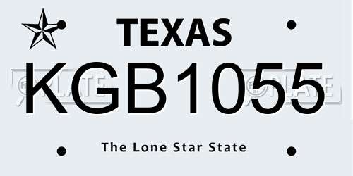 KGB1055 Texas License Plate
