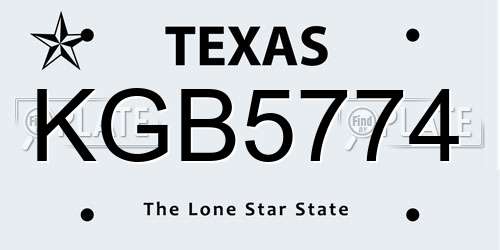KGB5774 Texas License Plate