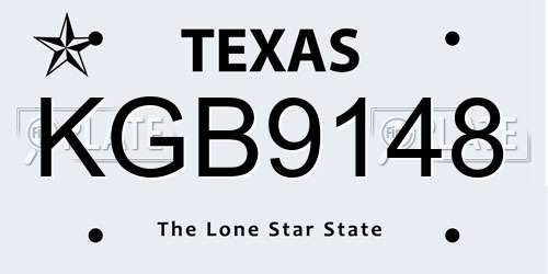 KGB9148 Texas License Plate