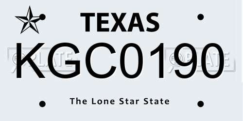 KGC0190 Texas License Plate