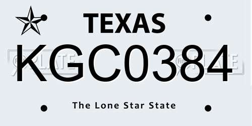KGC0384 Texas License Plate