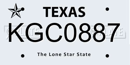 KGC0887 Texas License Plate