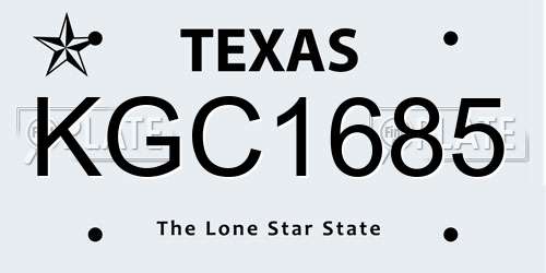KGC1685 Texas License Plate