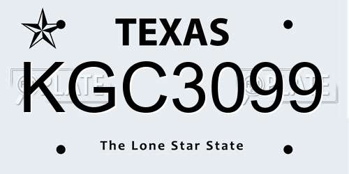 KGC3099 Texas License Plate