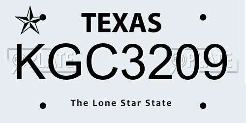 KGC3209 Texas License Plate