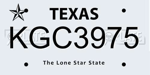 KGC3975 Texas License Plate